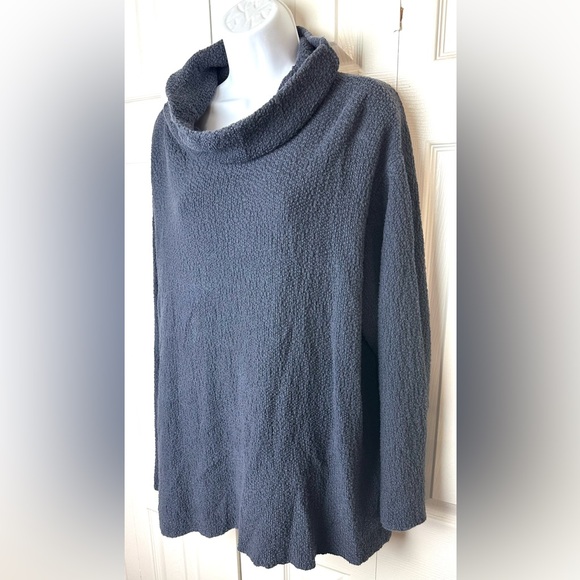 MARGARET WINTERS Cowl Neck Sweater Gray Textured Knit Cotton USA Plus Size Grey - Picture 2 of 8